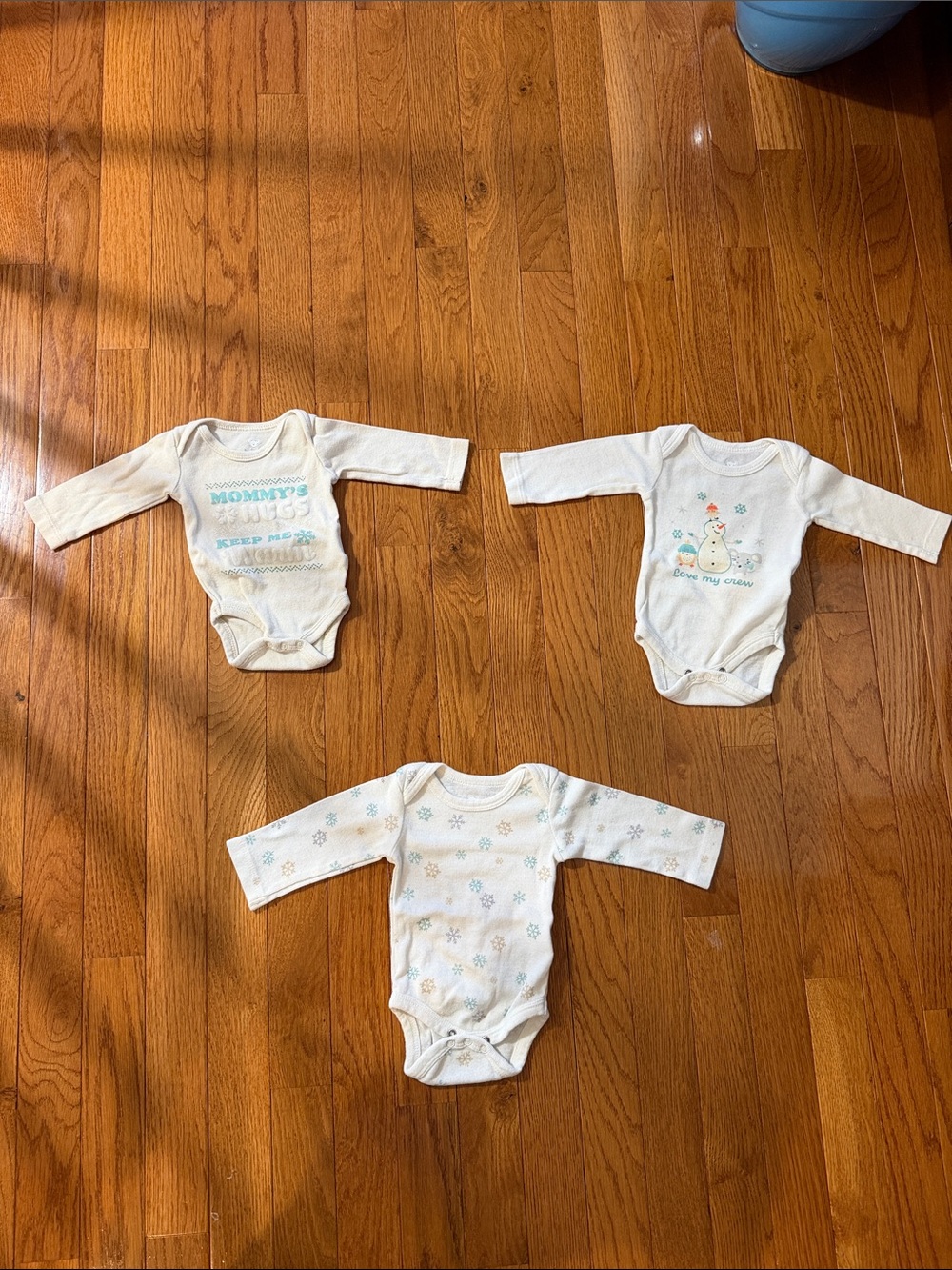 3 Koala Baby Long-Sleeve Baby One-Piece Bodysuits with Snowflake & Snowman Print